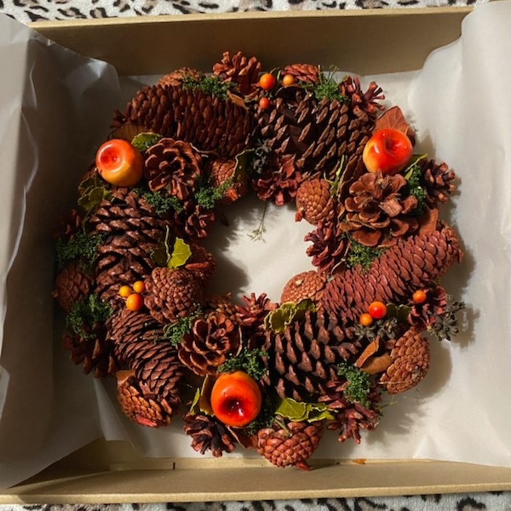 Rustic Pinecone and Berry Holiday Wreath